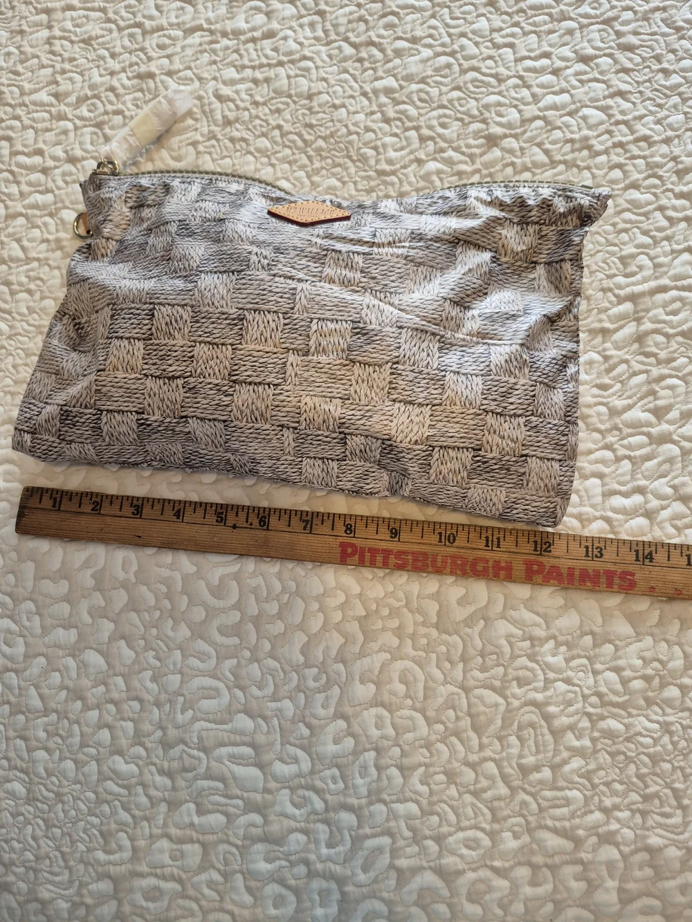MZ Wallace Jute Pattern Nylon  Pouch - Beige New